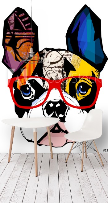Picture of Portrait of french bulldog wearing sunglasses